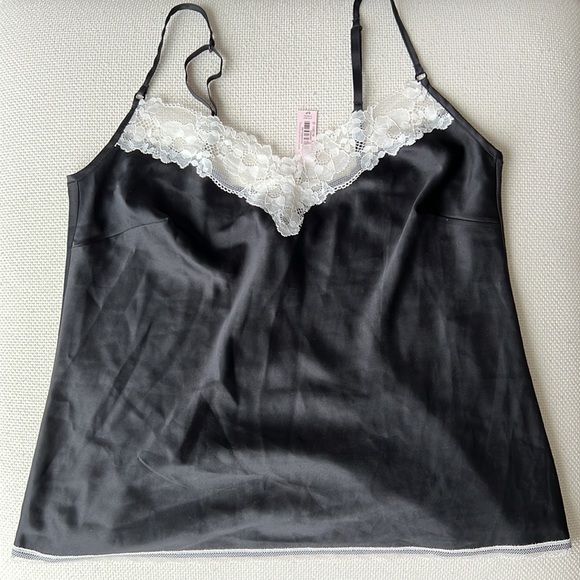 Satin lace cami set black and white - Picture 3 of 9